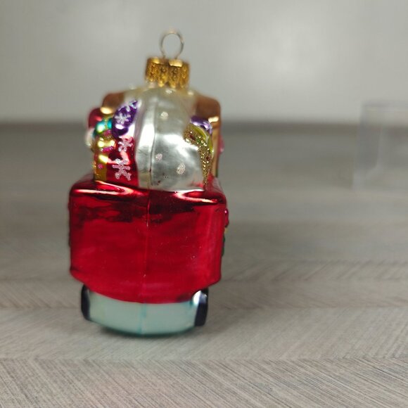 Vintage Hand Blown Glass Christmas Train Ornament With Santa - Picture 6 of 7